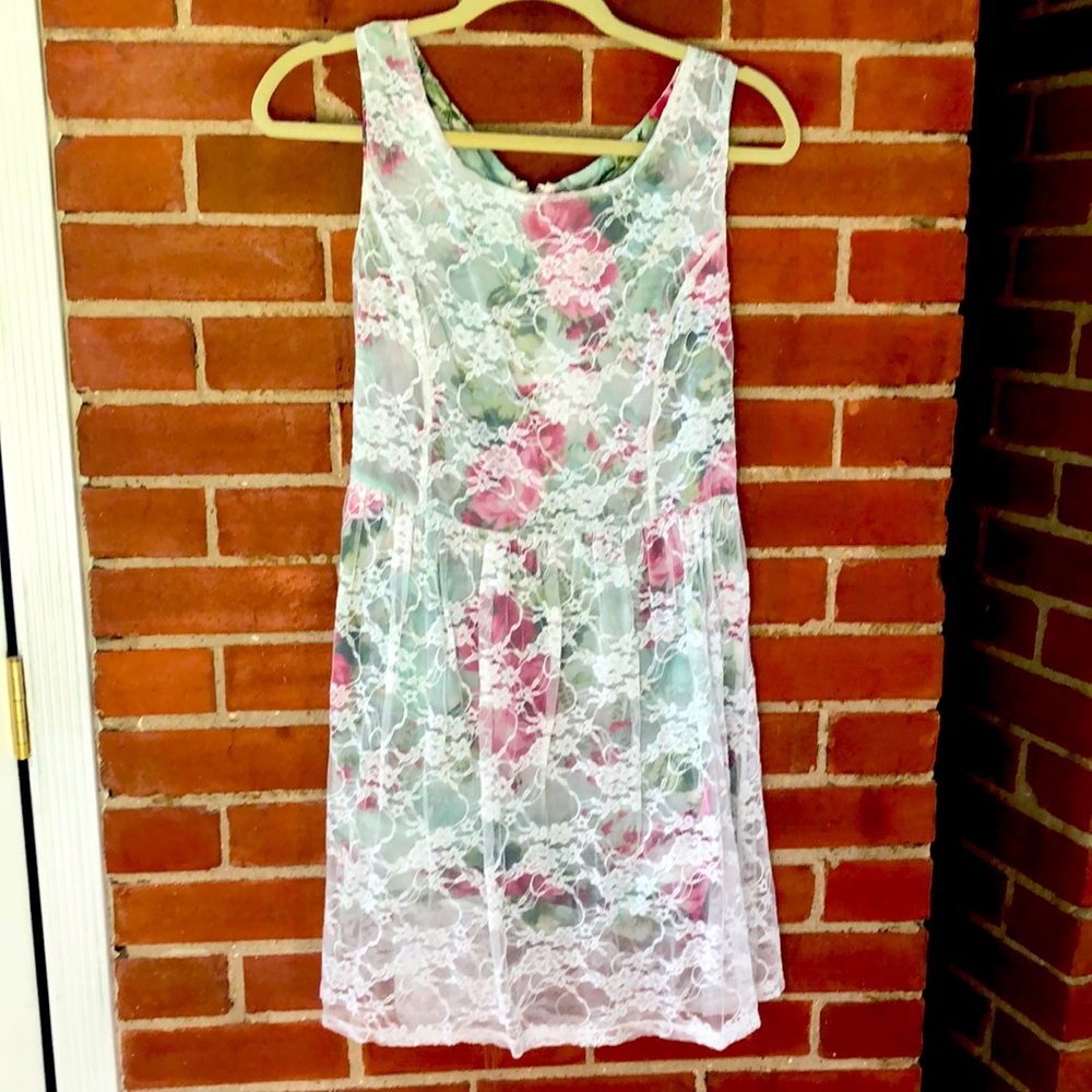 Event - Lace Overlay with Rose Fabric Dress - Size L